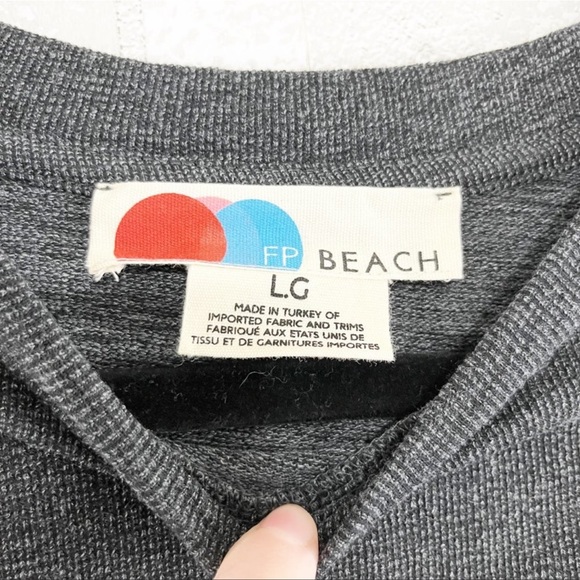 Free People Beach Charcoal Gray Long Sleeve Sweatshirt Dress - Picture 4 of 4